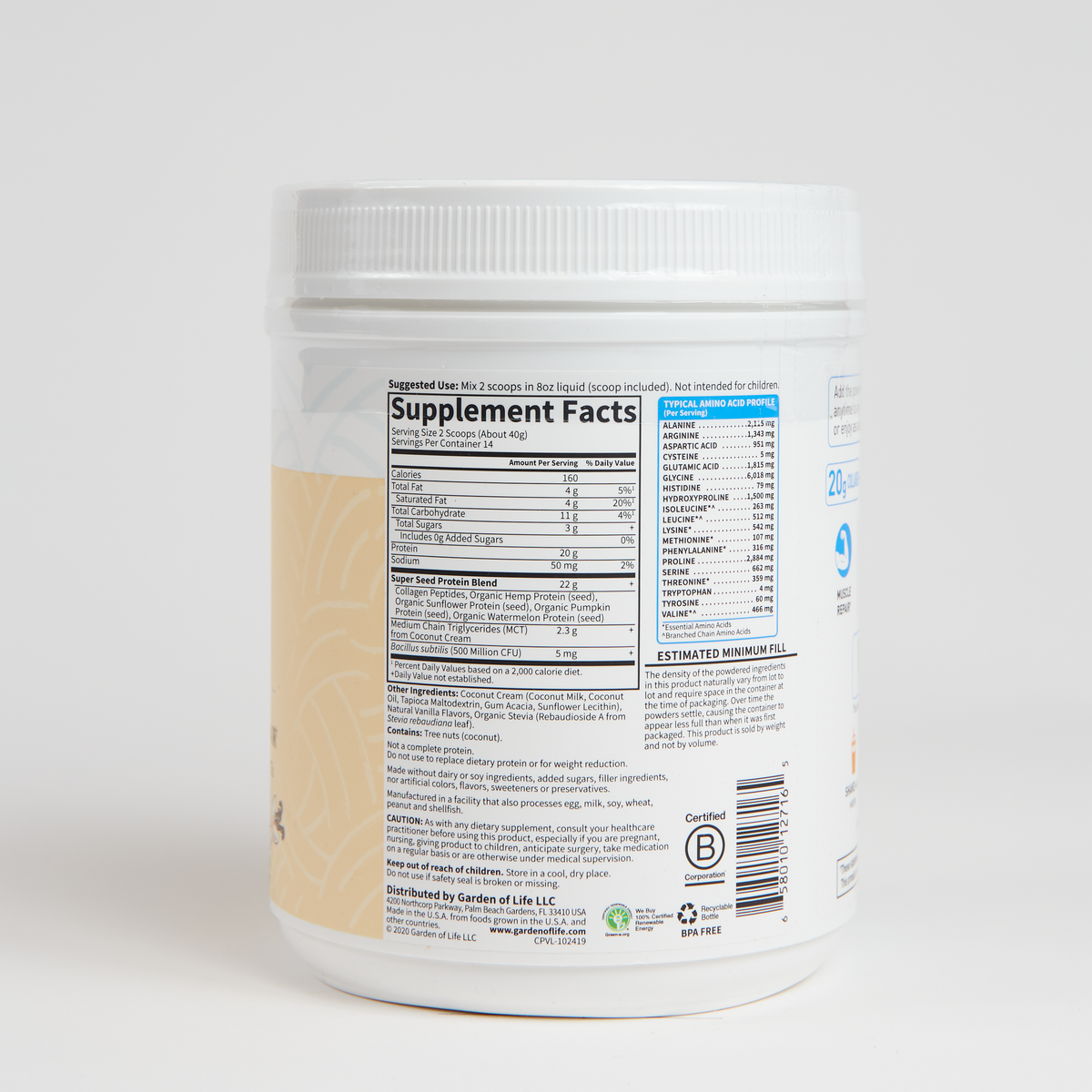 Garden Of Life Grass Fed Collagen Protein Vanilla - 28 Servings - 560 g