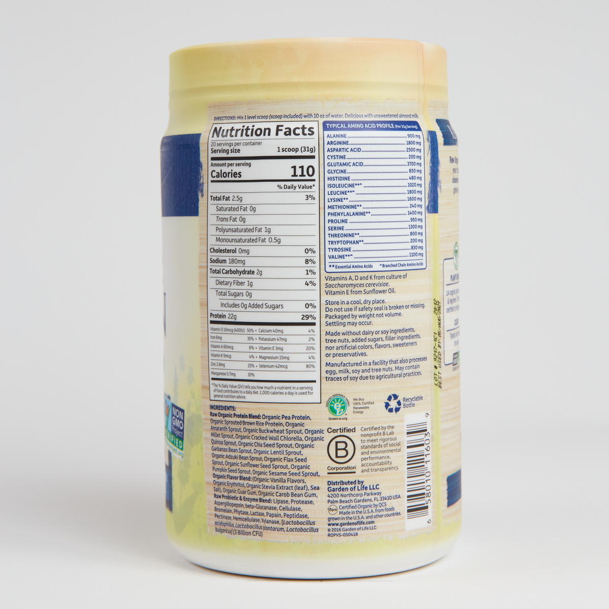 Garden Of Life RAW Organic Protein - Vanilla - 620 g
